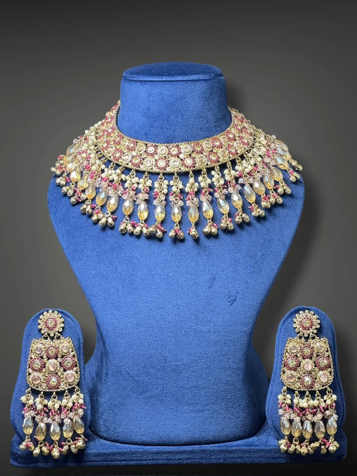 Traditional Kundan Hasli Choker with Pearl Drop Tassel Design