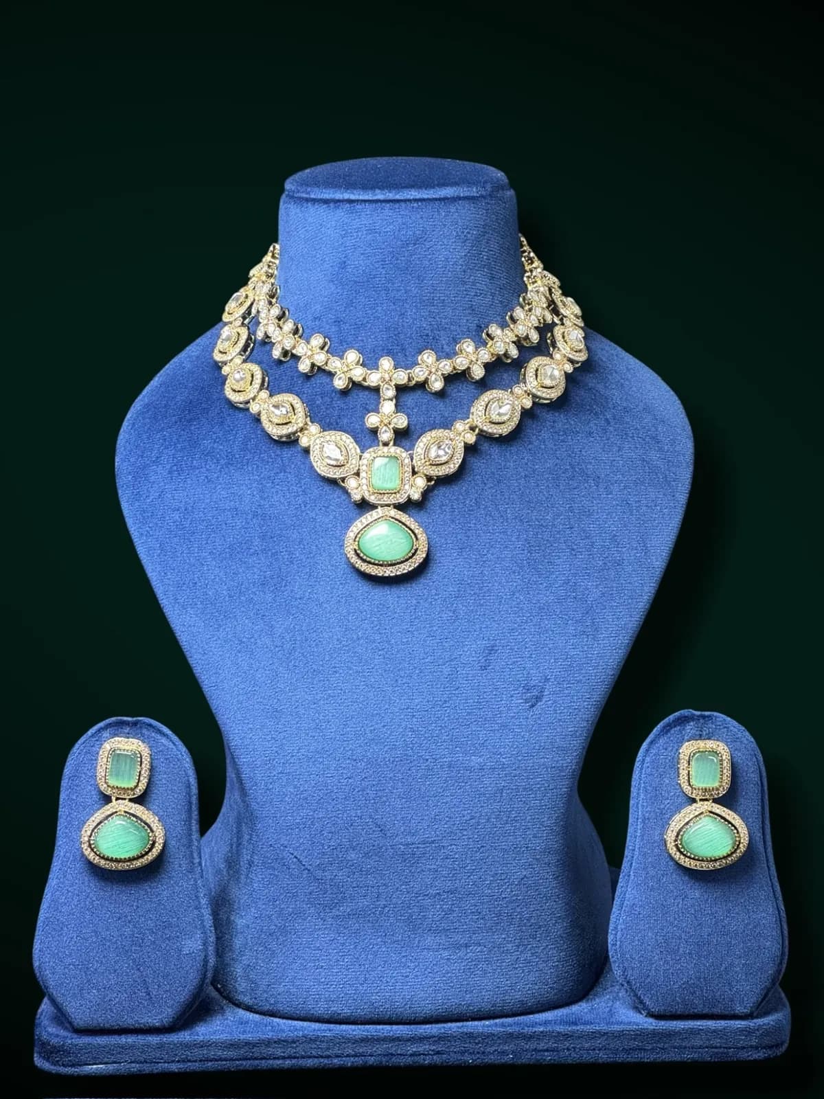 Exquisite Polki Gold Plated Wedding Jewelry Set with Intricate Crafting